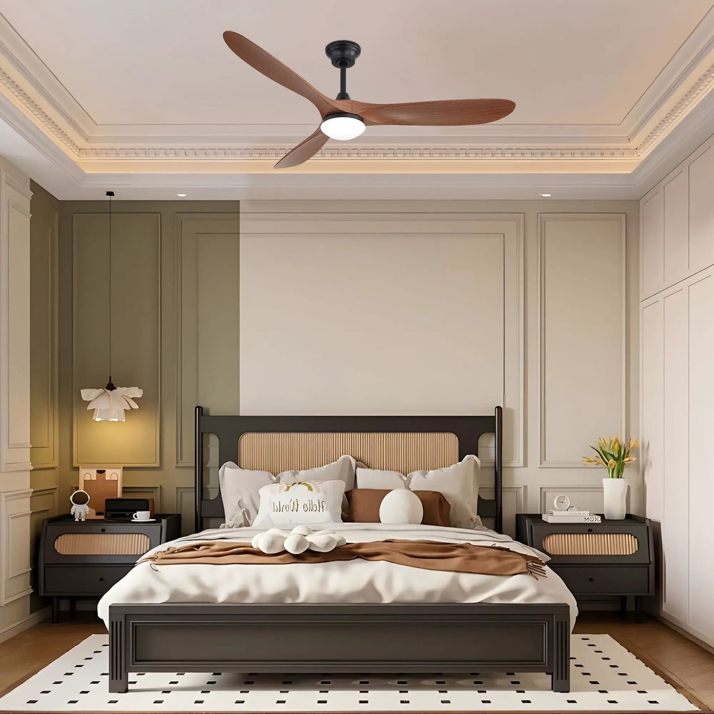 Smart Ceiling Fan With Lights, 3 Blades, Reversible Quiet DC Motor For Indoor by Unique Piece Furniture