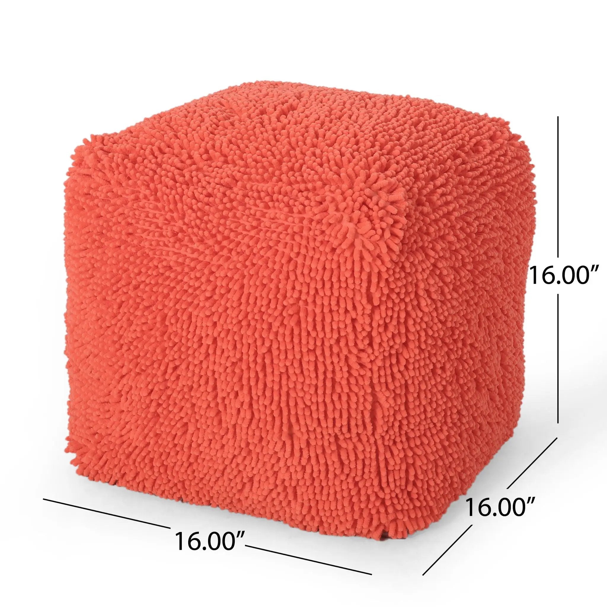 Sunny - Square Pouf, Versatile Ottoman Or Floor Cushion - Coral by Unique Piece Furniture