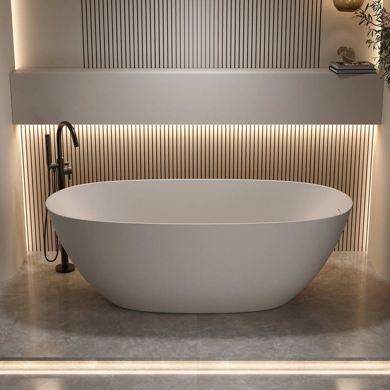 69'' Freestanding Bathtub Resin Stone Soaking Bathtub by HouseOfZazla