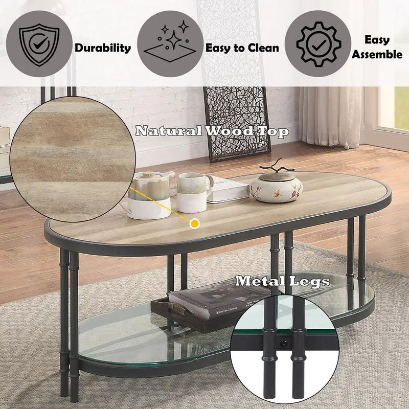 Brantley - Coffee Table - Oak & Sandy Black by Unique Piece Furniture