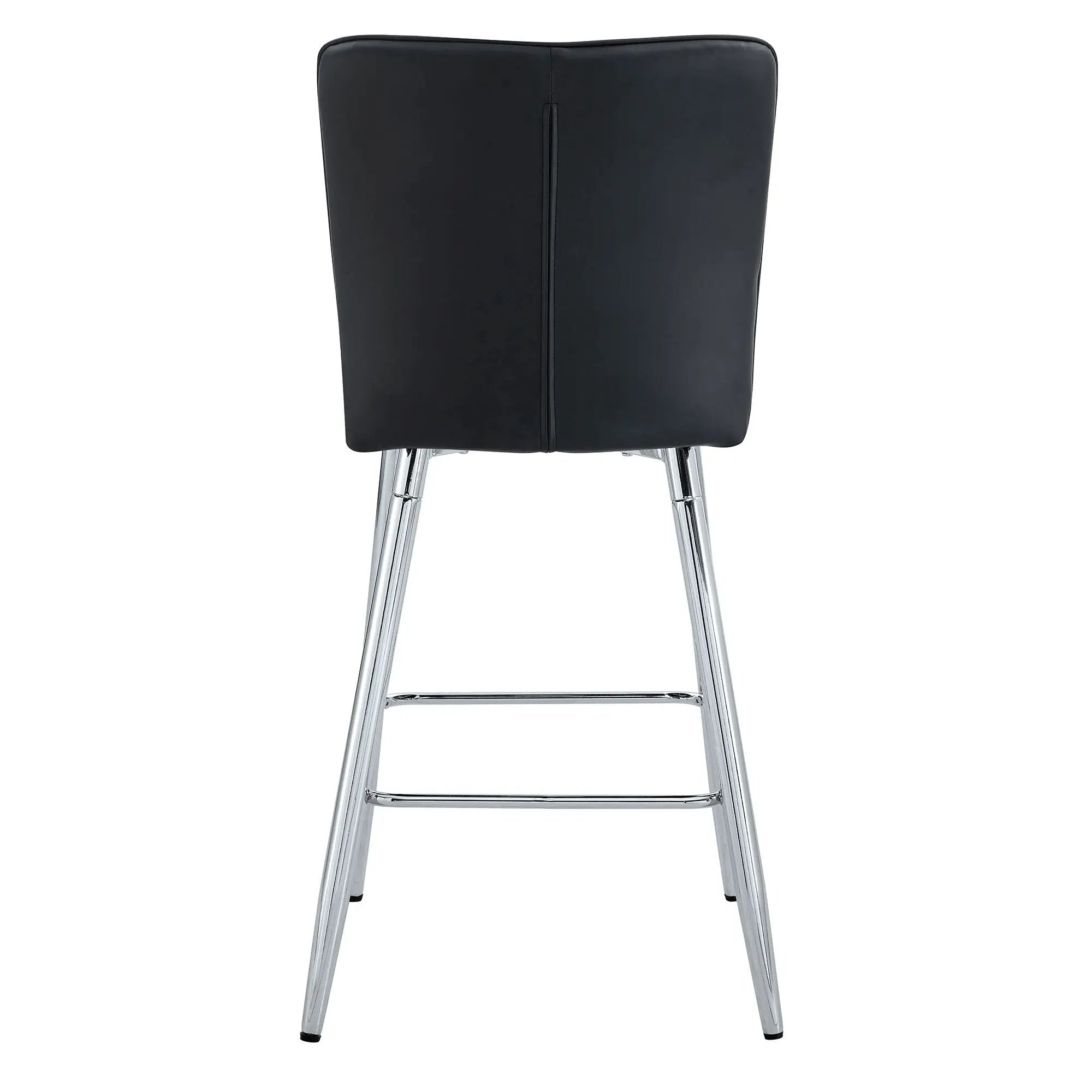Modern Bar Chair Set Streamlined Backrest Metal Legs 2 Pieces - Black / Silver by HouseOfZazla