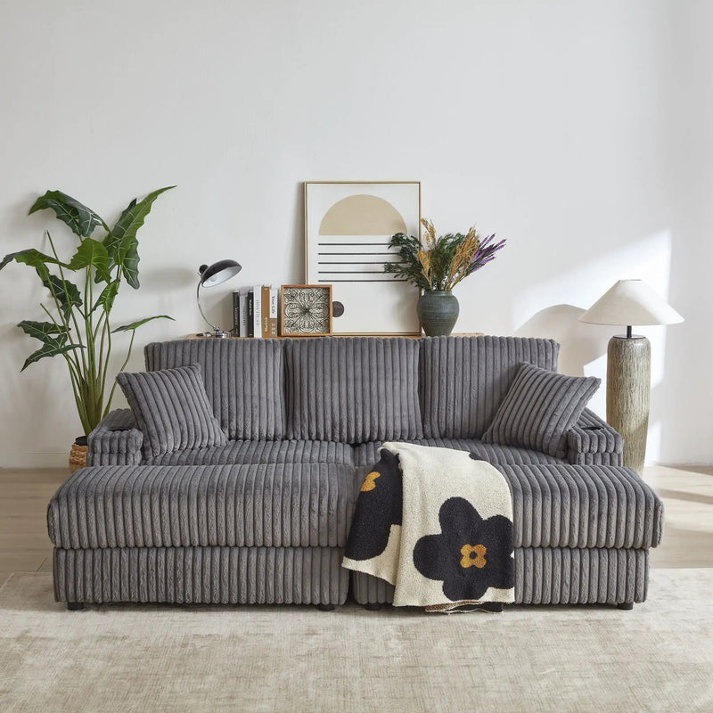 3 Seater Sofa With 2 Ottomans For Living Room by HouseOfZazla