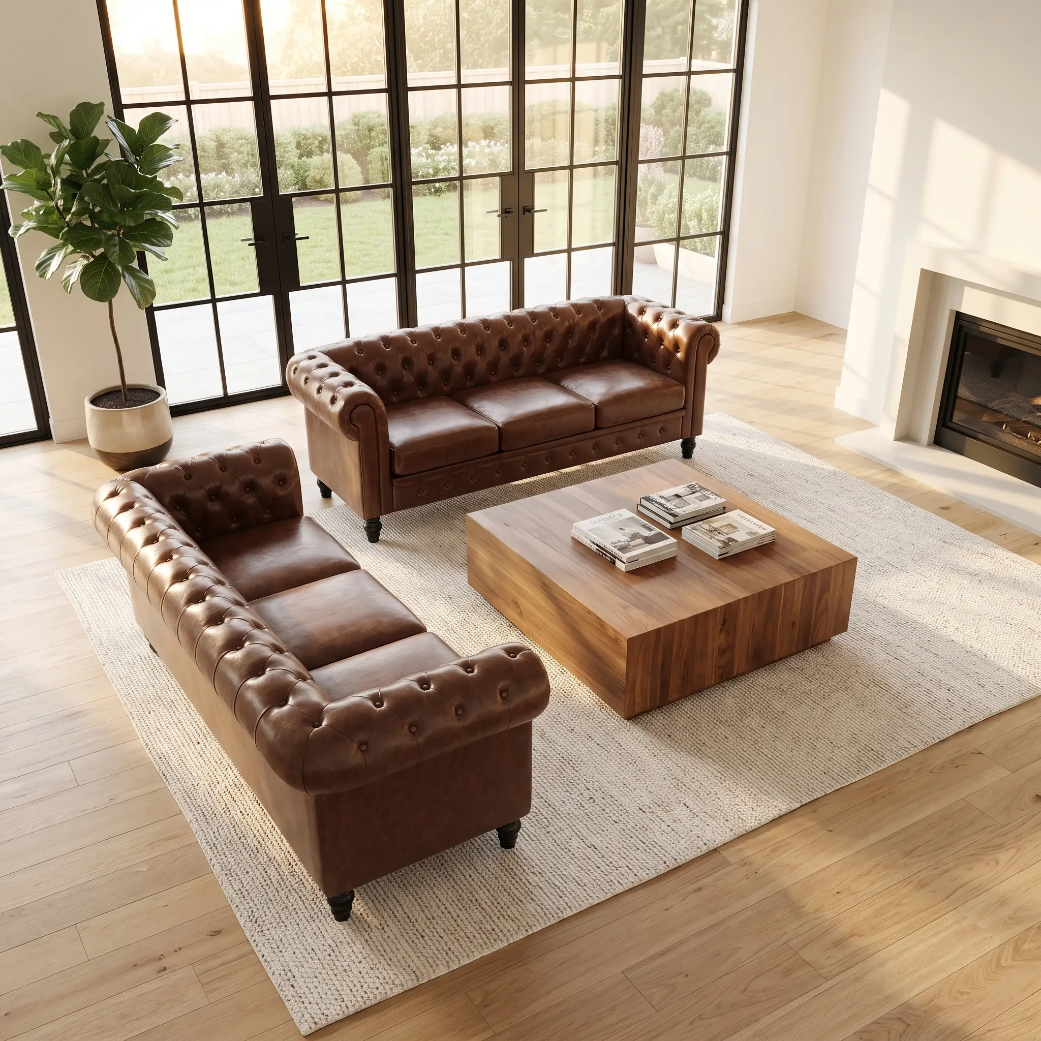2 Piece Chesterfield Sofa Set by HouseOfZazla