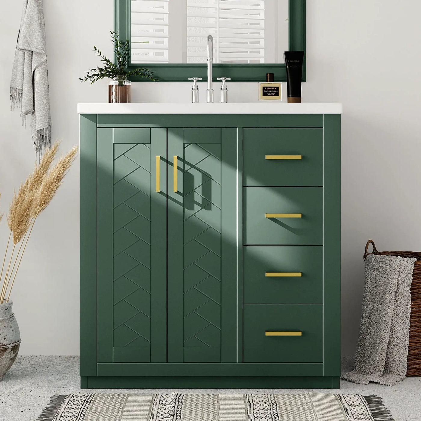 Bathroom Vanity With Sink, Storage Cabinet, Freestanding Set With 3 Drawers & Soft Closing Doors by HouseOfZazla