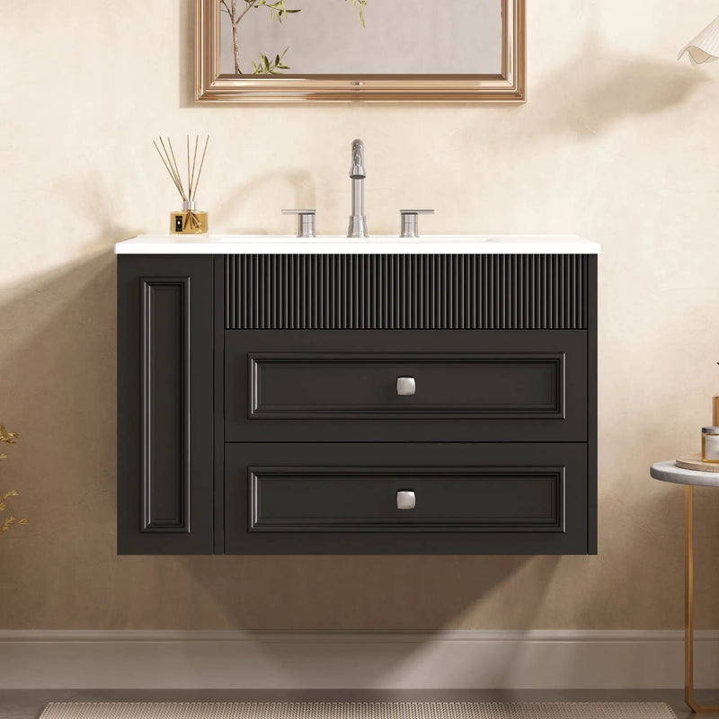 Wall Mounted Bathroom Vanity With 2 Drawers, Sink, Floating Storage Unit by Unique Piece Furniture