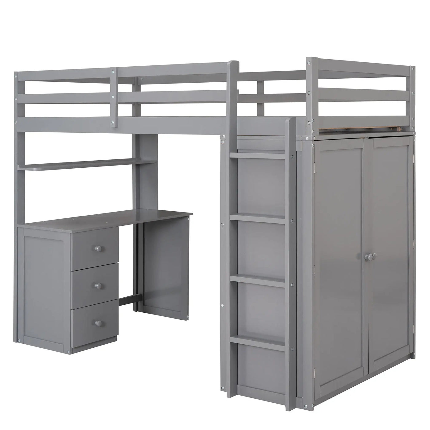 Loft Bed With Drawers, Desk, And Wardrobe by HouseOfZazla