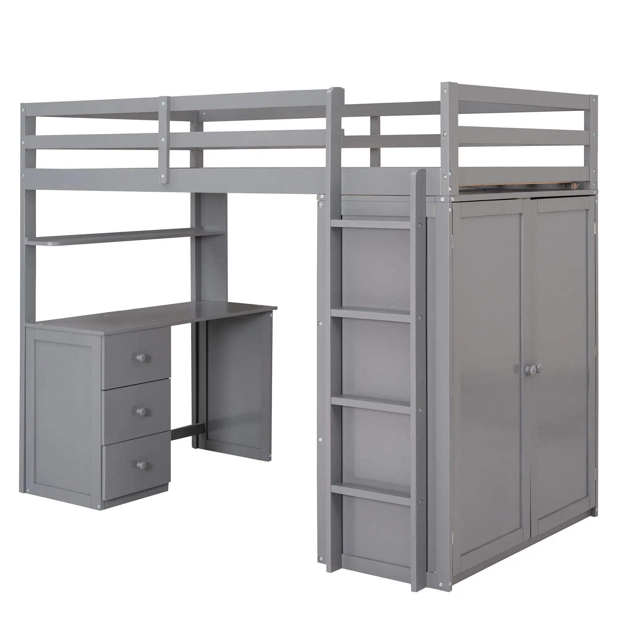 Loft Bed With Drawers, Desk, And Wardrobe by HouseOfZazla