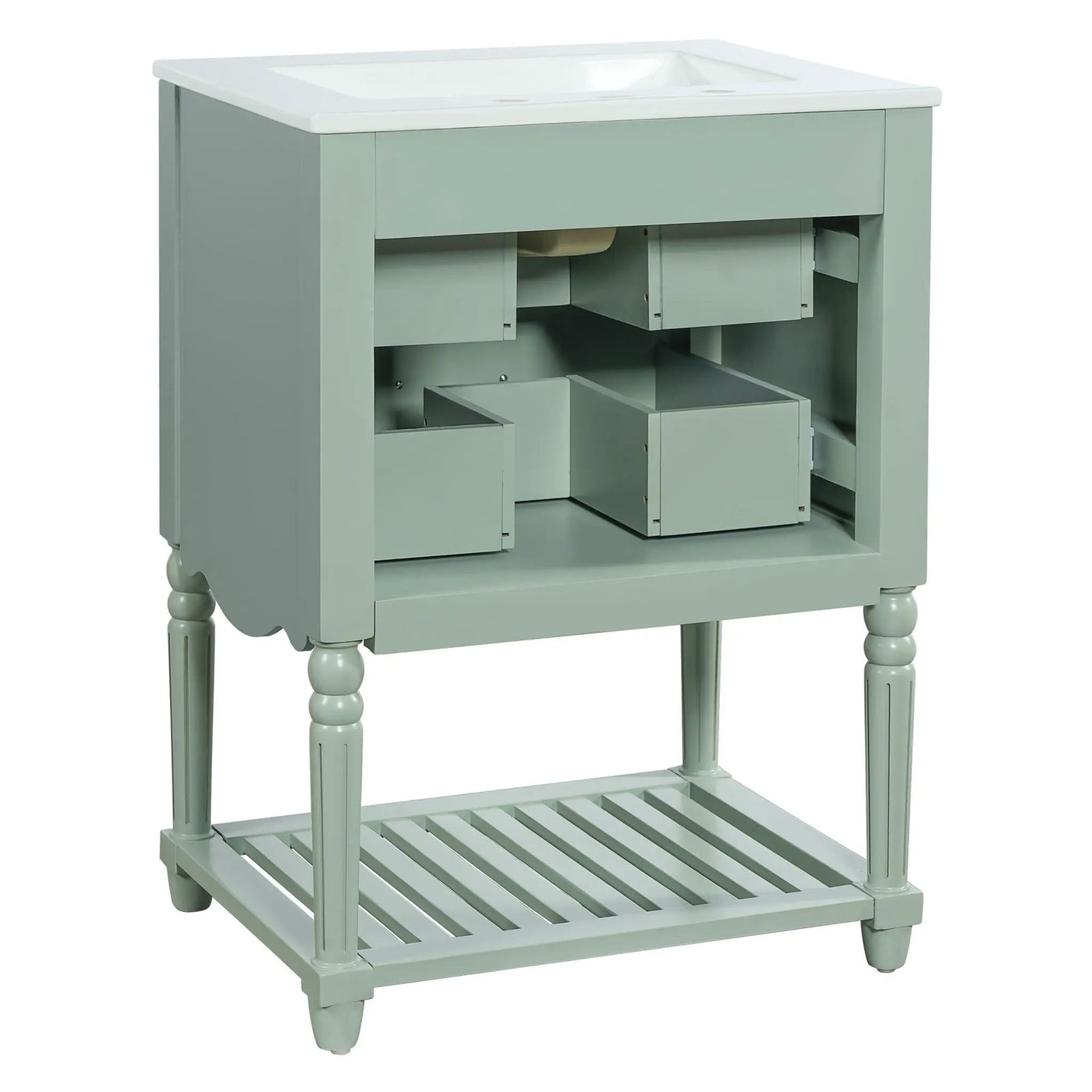 Wave Design Bathroom Vanity With Sink, 2 Drawers And Open Shelf by HouseOfZazla