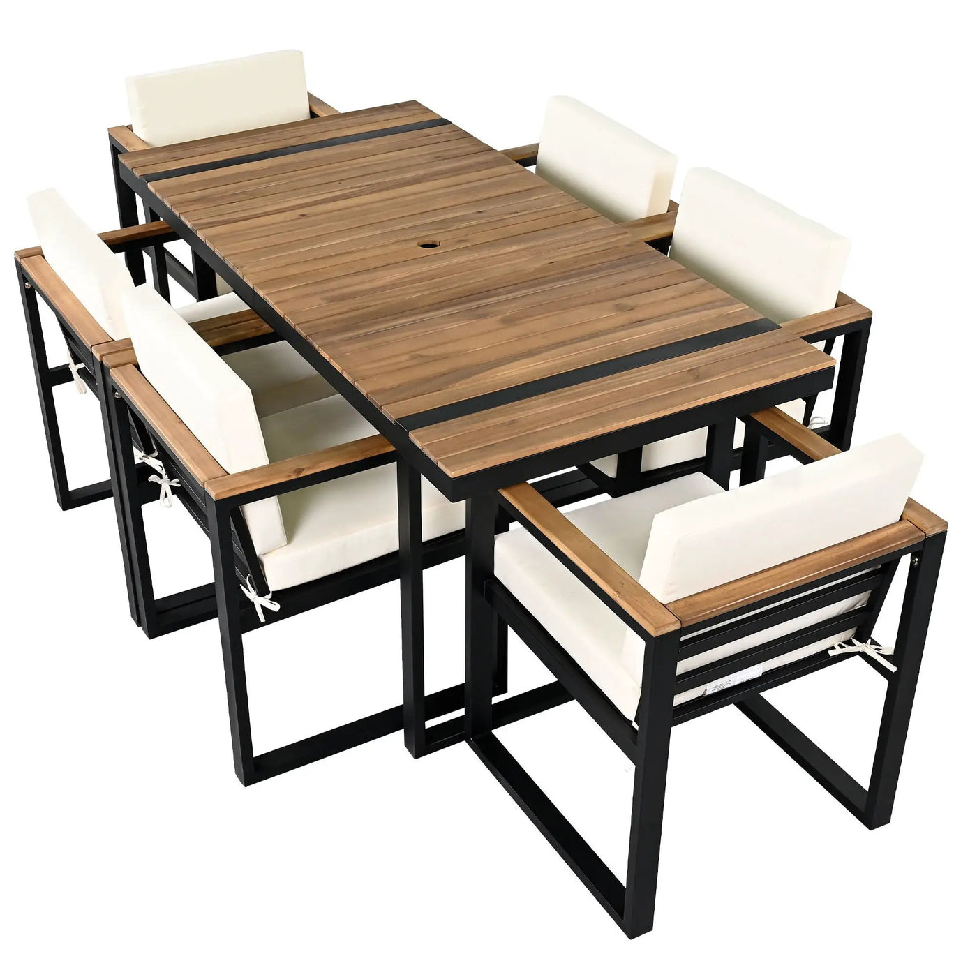 7 Pieces Outdoor Dining Set Patio Dining Table And Chair Set With And Removable Cushions For Patio by HouseOfZazla