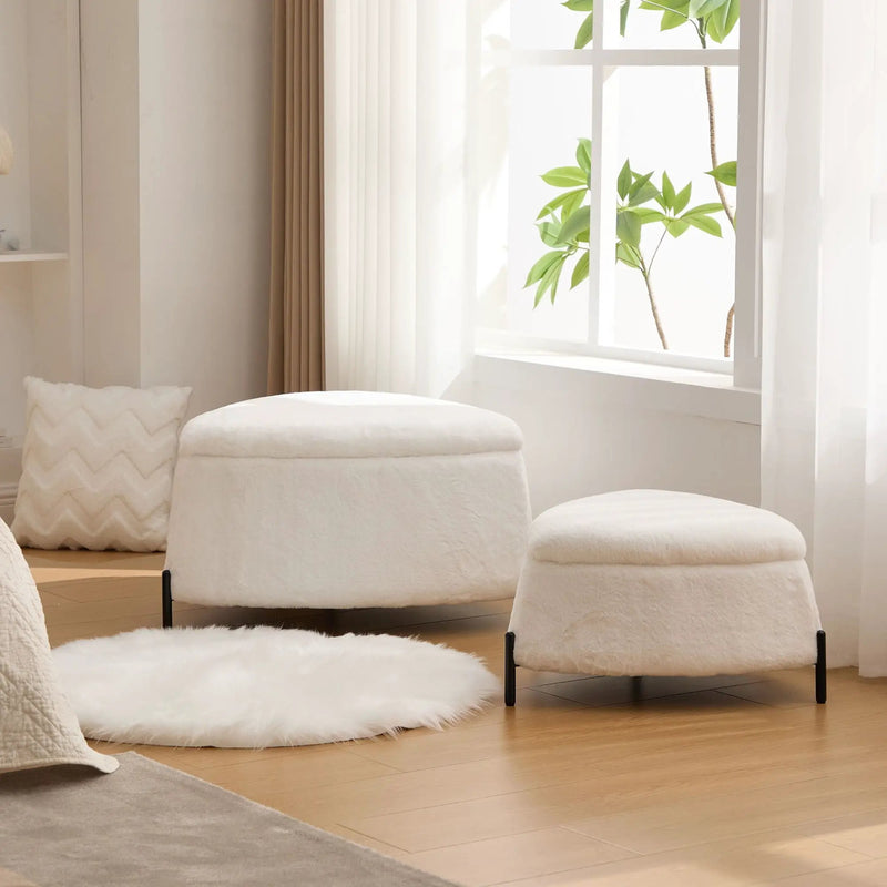 Upholstered Storage Ottoman Set With Reversible Lid by Unique Piece Furniture