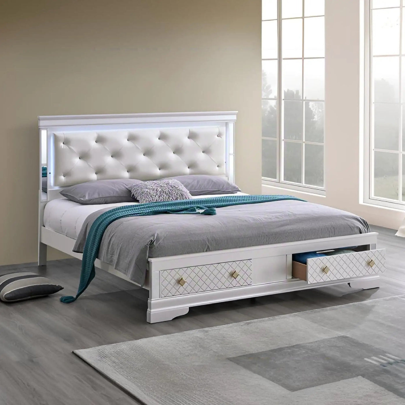 Verona - Bed With LED Accent Lighting, 2 Drawers by HouseOfZazla