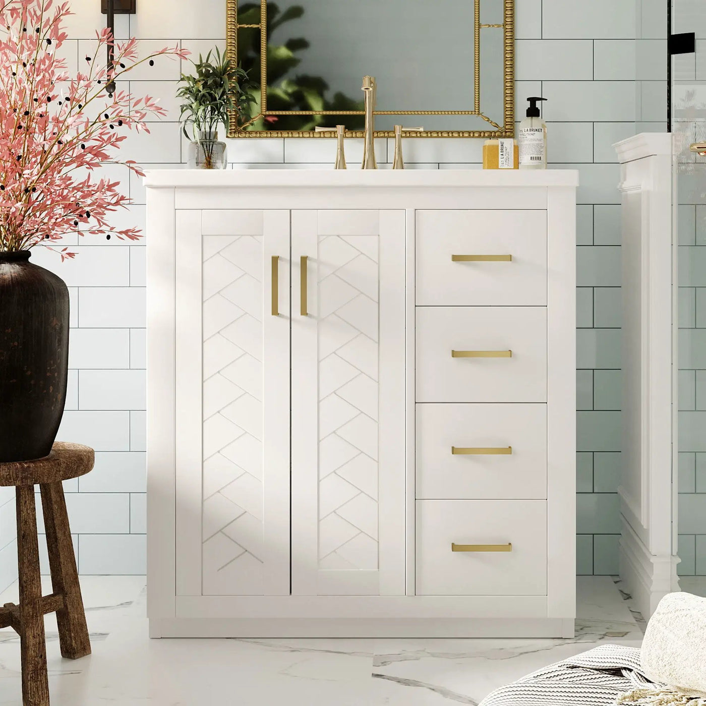 Bathroom Vanity With Sink, Storage Cabinet, Freestanding Set With 3 Drawers & Soft Closing Doors by Unique Piece Furniture