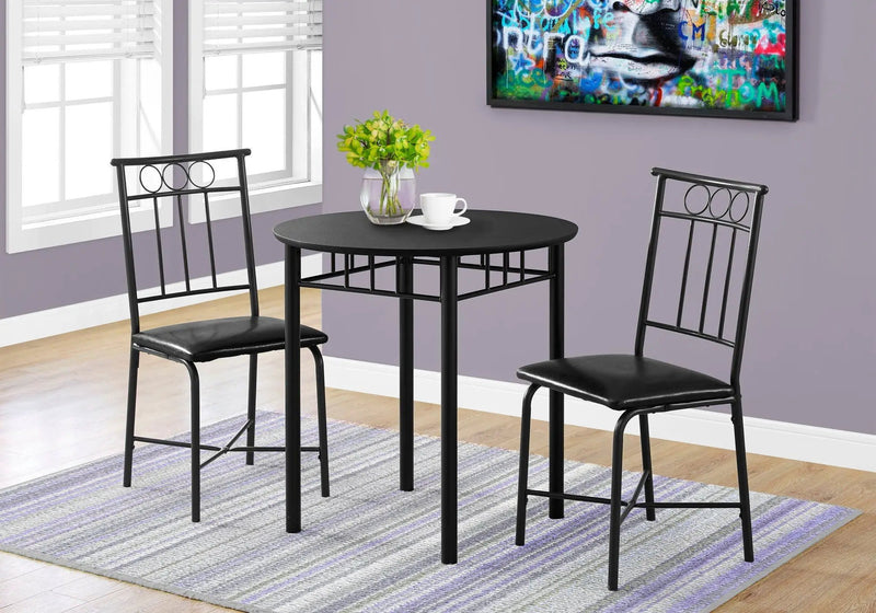 3 Pieces Dining Table Set, Small, Round, Contemporary & Modern by HouseOfZazla