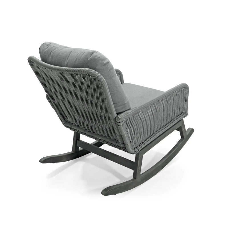 Contemporary Minimalist Wicker Rocking Chair With Soft Cushions And Durable Wooden Frame by HouseOfZazla