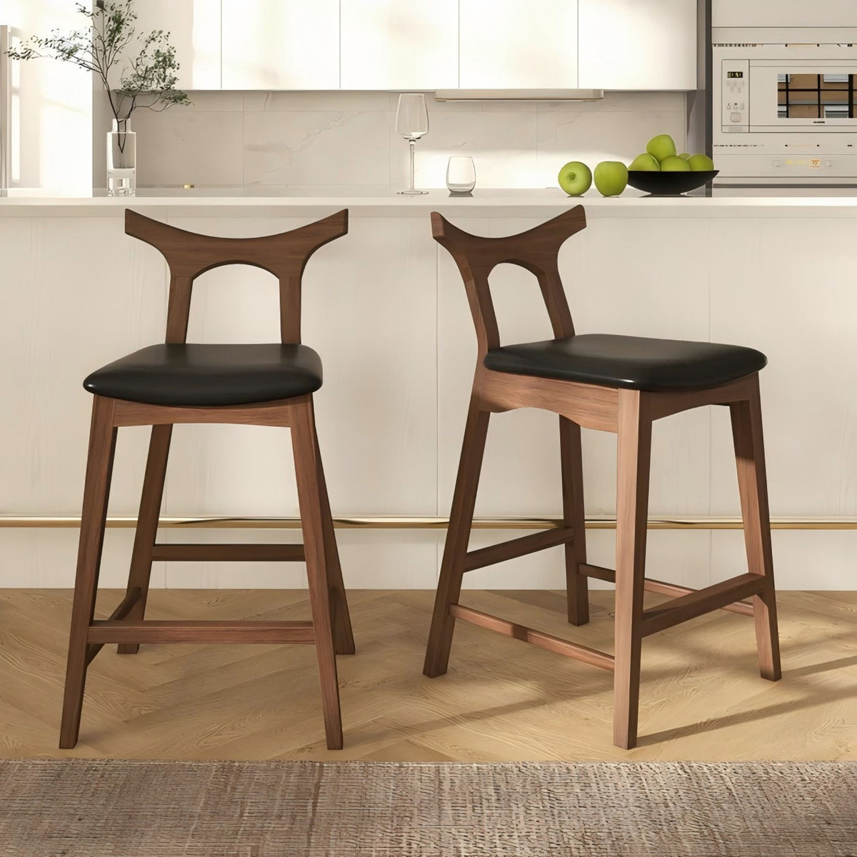 Upholstered Square Bar Chair Set with Solid Wood Frame - Dark Gray or Black, photo 7 of 19