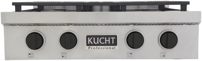 Kucht 30 Inch Gas Sealed Burner Rangetop, KFX309T-K by Farmhouse Kitchen and Bath