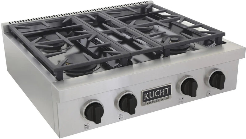 Kucht 30 Inch Gas Sealed Burner Rangetop, KFX309T-K by Farmhouse Kitchen and Bath