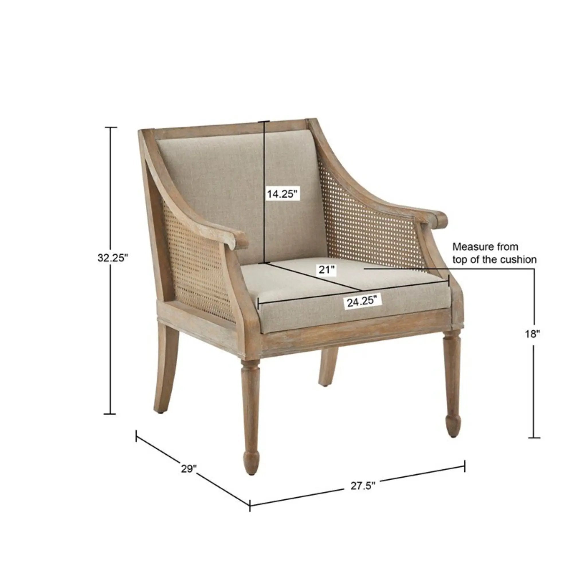 Transitional Cane Accent Armchair And Back Cushion - Natural by HouseOfZazla