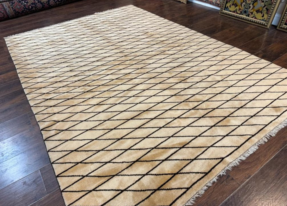 German Rug 7x10, Vintage Handmade Carpet, Contemporary by Jewel Rugs