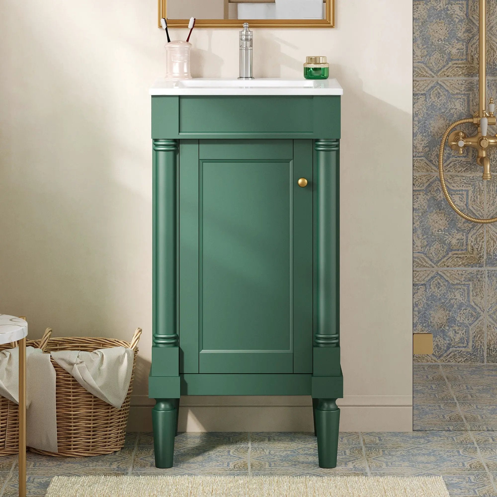French Style Bathroom Cabinet With Sink, Adjustable Shelf by Unique Piece Furniture