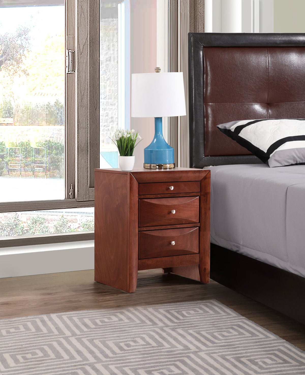 Modern Design Nightstand with Molded Resin & Veneer - Choice of Color, photo 3 of 26