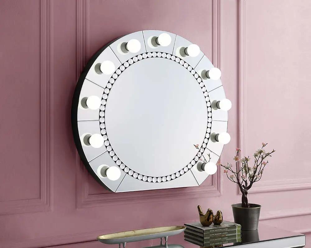 Farai - 29" Accent Mirror - Mirrored & Faux Crystal Diamonds by Unique Piece Furniture