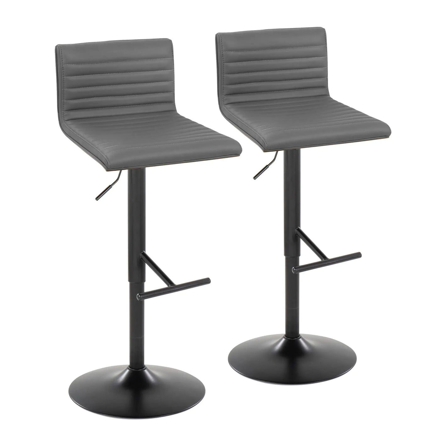 Mason - Contemporary Adjustable Barstool With Swivel With Straight T Footrest (Set of 2) by HouseOfZazla