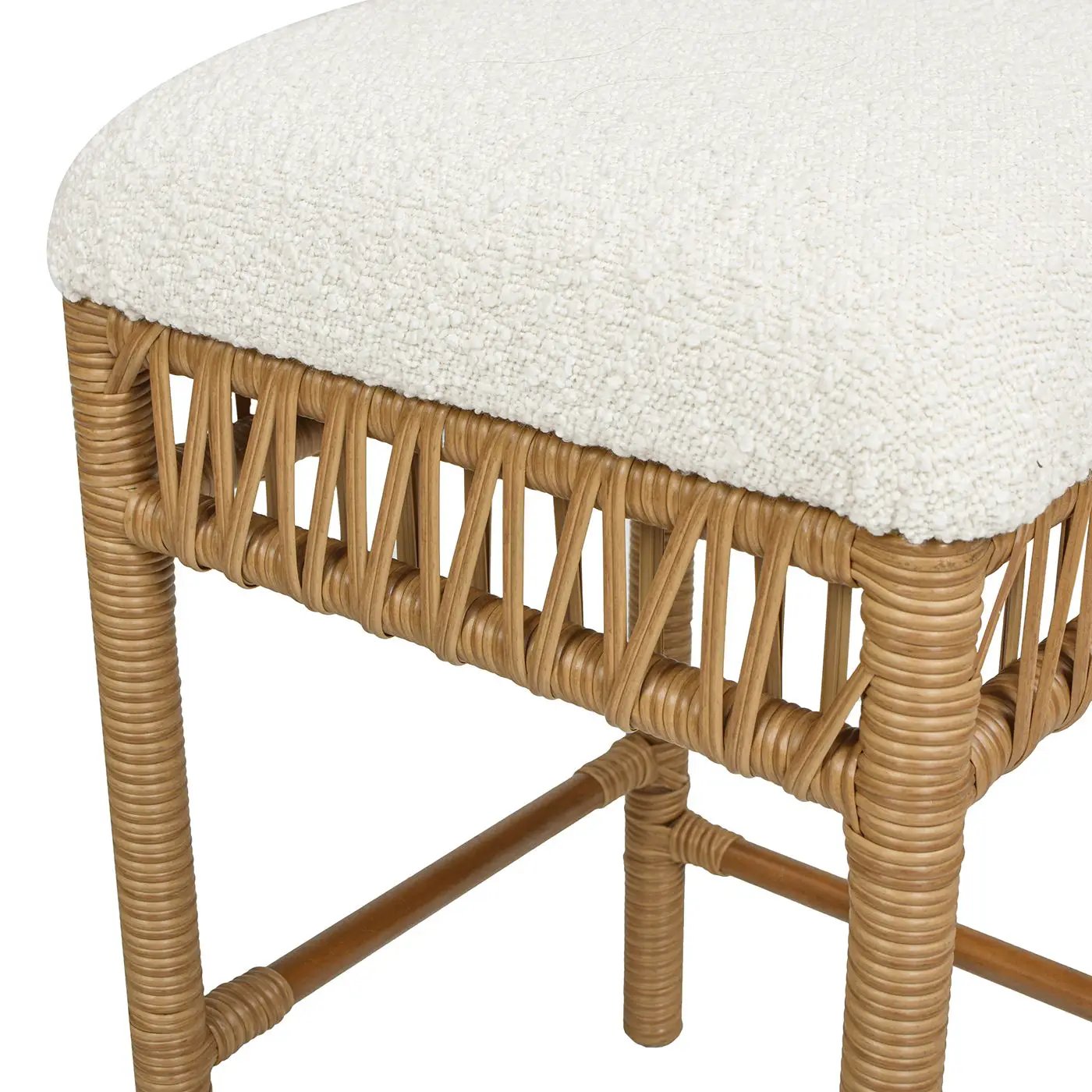 Lucia - Backless Upholstered Counter Stool With Frame - Ivory White by HouseOfZazla