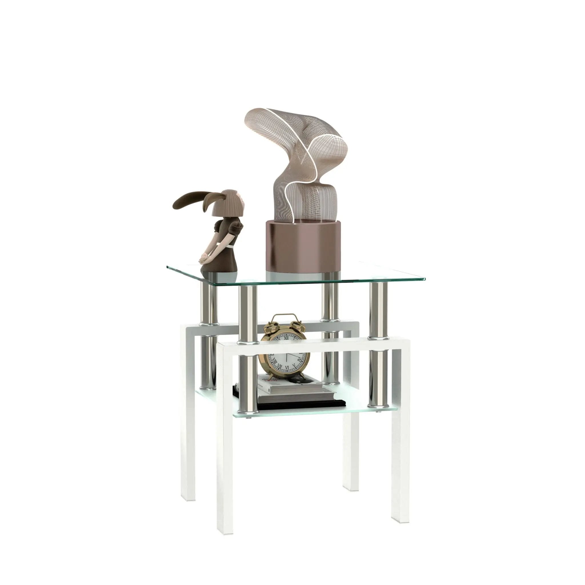 Modern Tempered Glass Tea Table, End Square Table For Living Room by Unique Piece Furniture