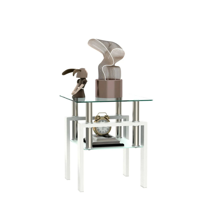 Modern Tempered Glass Tea Table, End Square Table For Living Room by Unique Piece Furniture