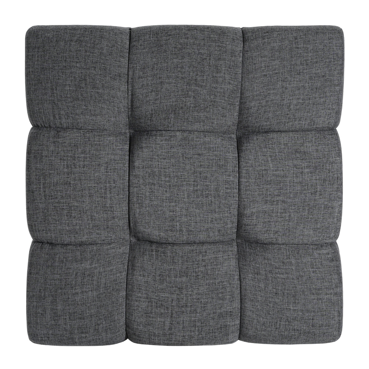 Modern Upholstered Deep Biscuit-style Tufted Ottoman with Square Profile - Gray or White, photo 9 of 10
