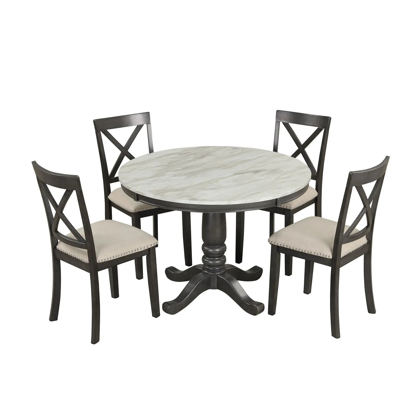 5 Pieces Dining Table And Chairs Set For 4 Persons, Kitchen Room Solid Wood Table With 4 Chairs by HouseOfZazla