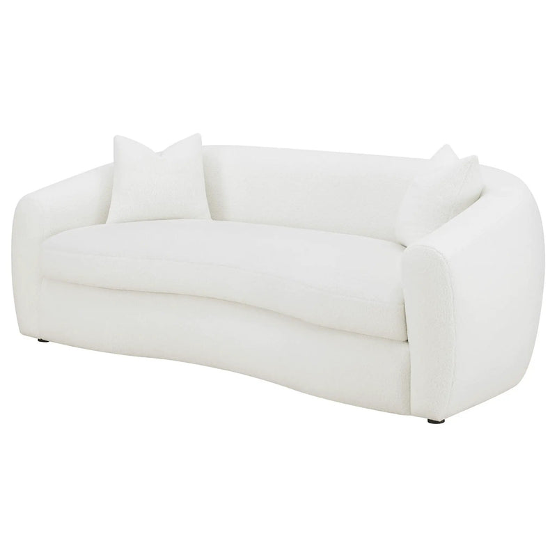 Isabella Faux Sheepskin Upholstered Sofa Natural by Unique Piece Furniture