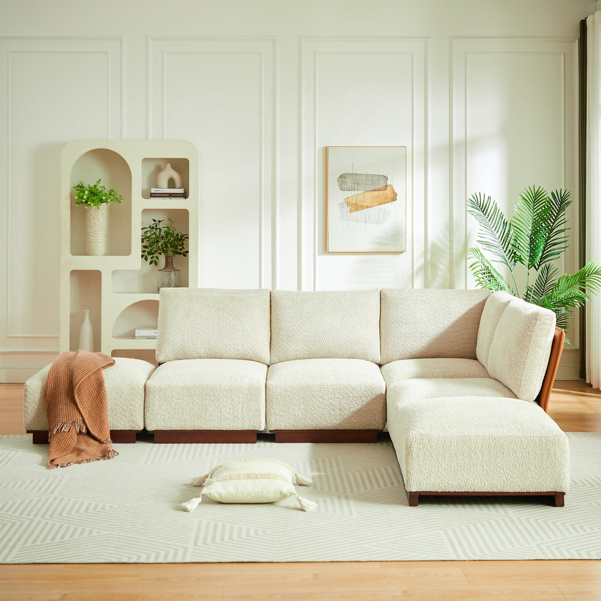 Velora 116 in. 6-Piece L Shaped Boucle Modular Sectional Sofa - Sesame, photo 8 of 10