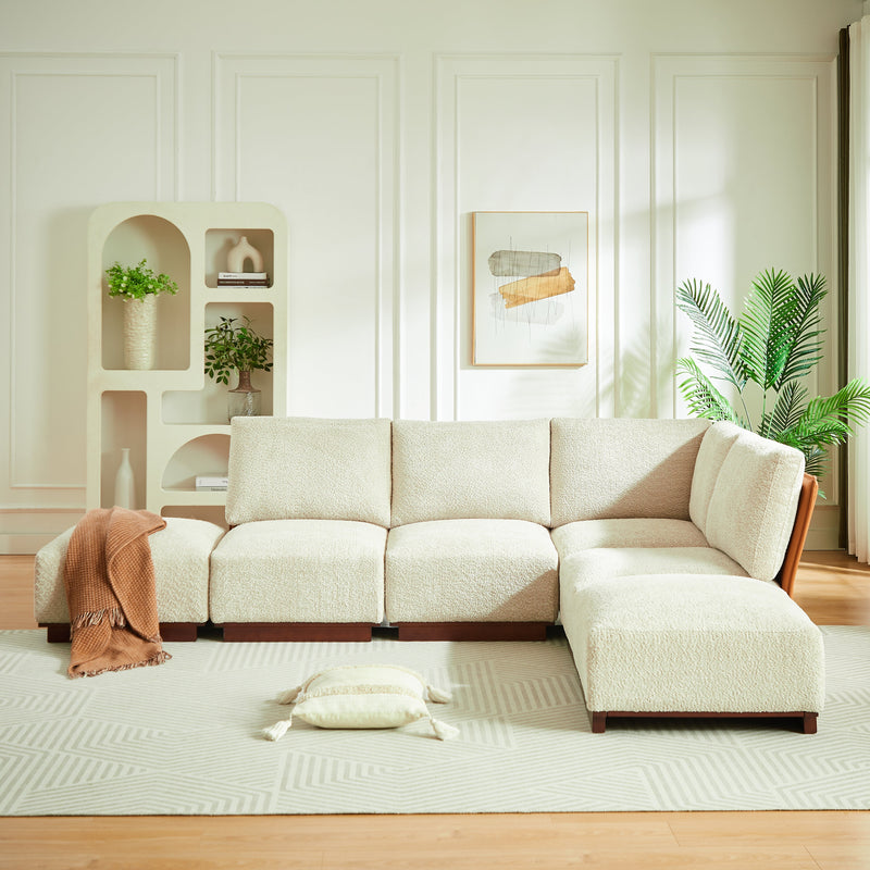 Velora 116 in. 6-Piece L Shaped Boucle Modular Sectional Sofa - Sesame, photo 8 of 10