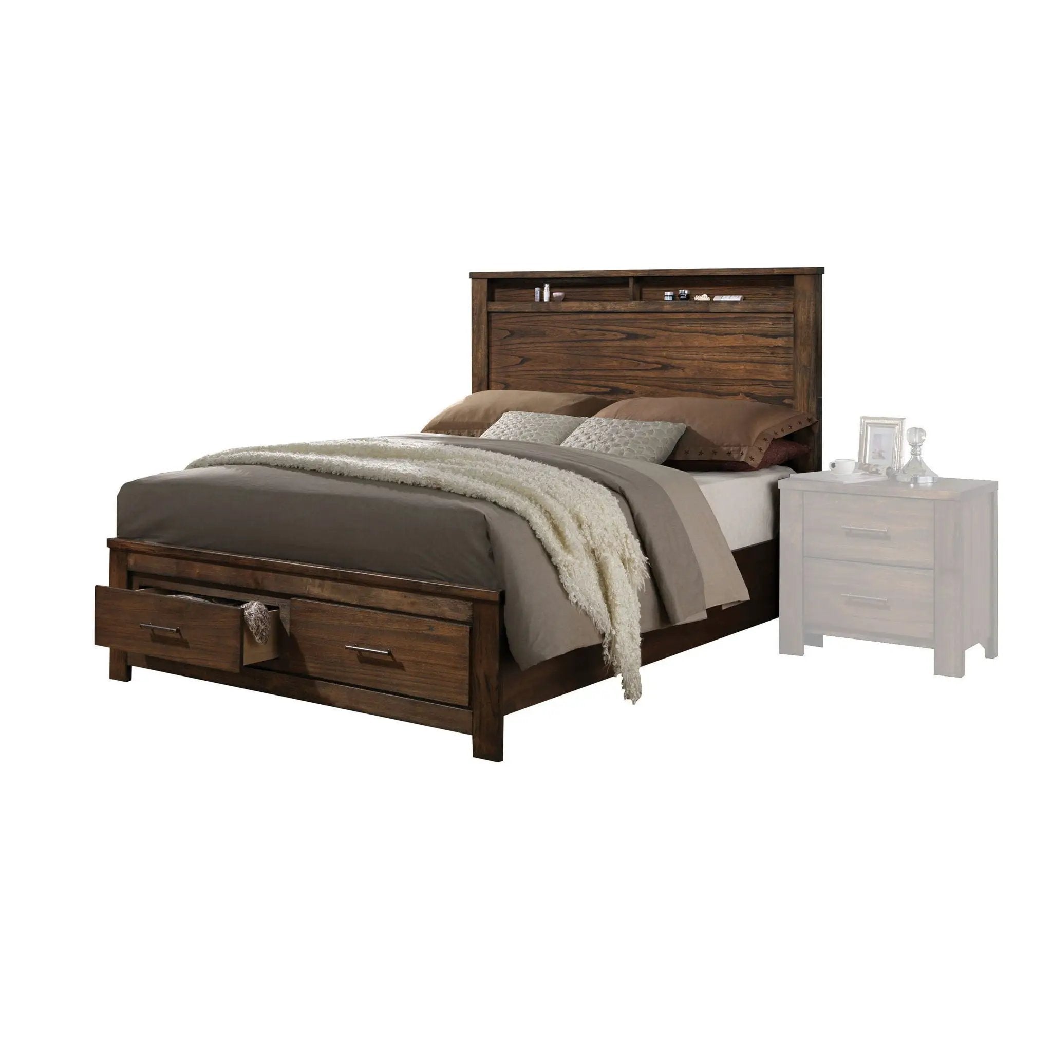 Merrilee Eastern King Bed With Storage - Oak by HouseOfZazla