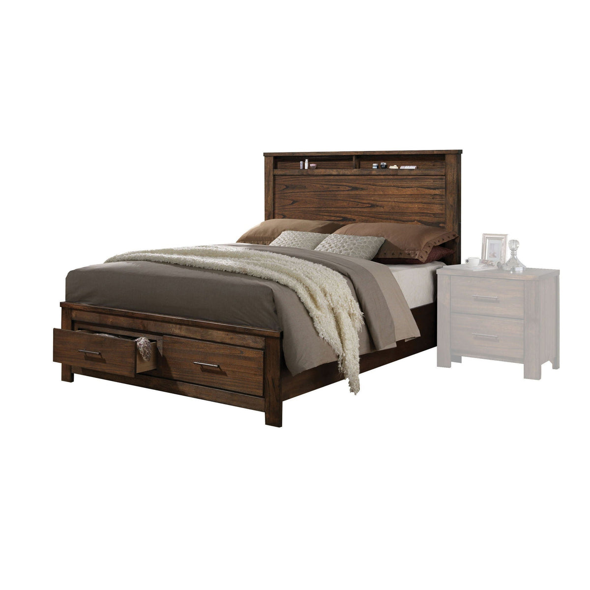Merrilee Eastern King Bed With Storage - Oak, photo 2 of 4