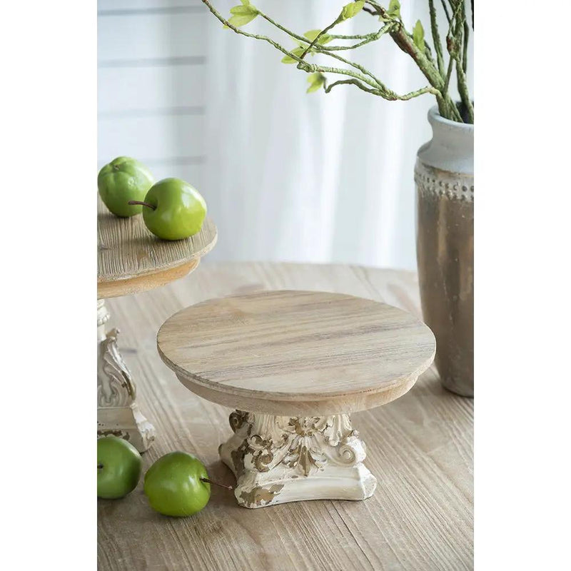 Cake Stand, Cake Plate With Magnesium Base - Cream / Brown by Unique Piece Furniture