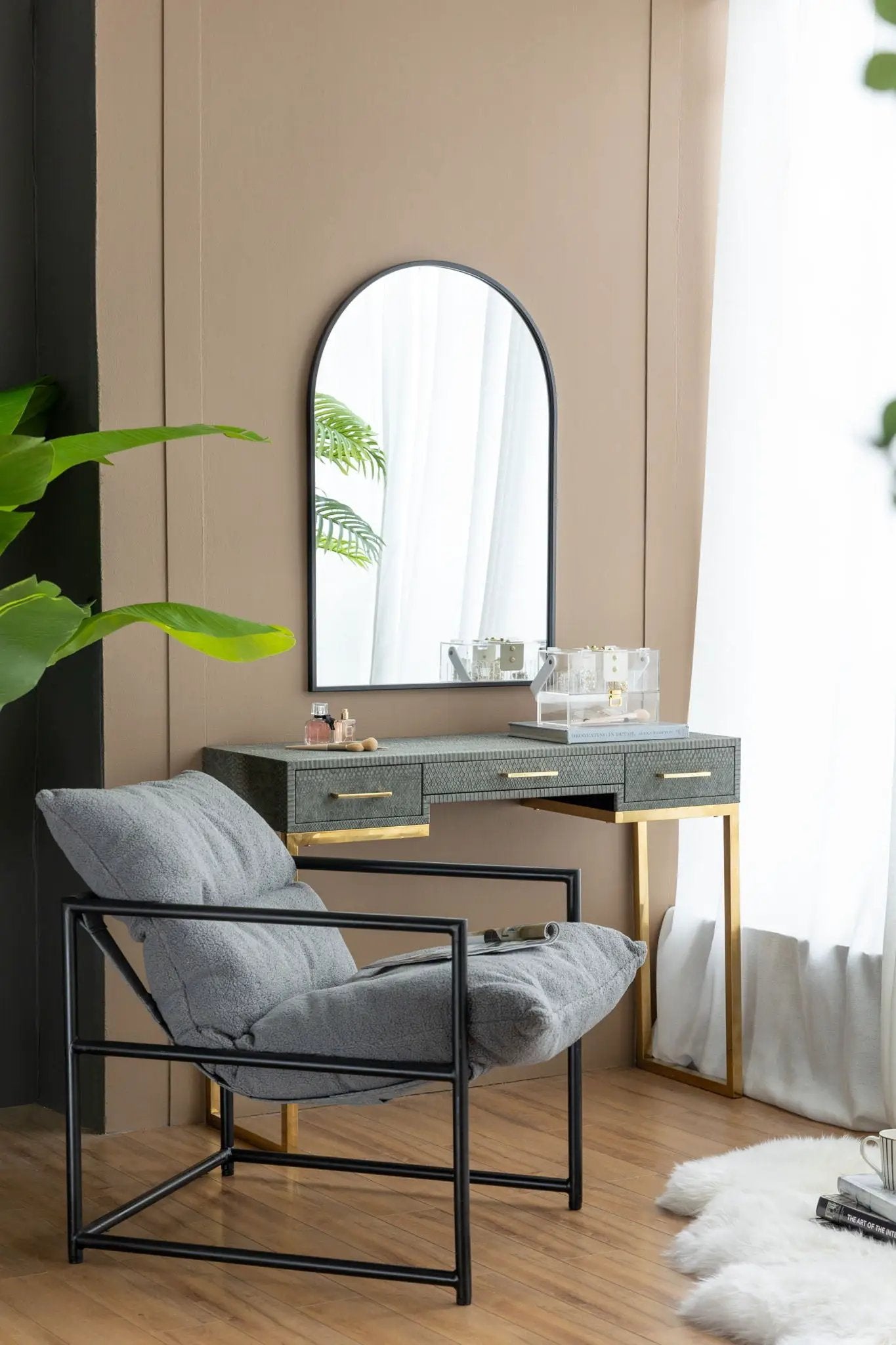 Arched Mirror With Metal Frame, Wall Mirror For Living Room Bedroom Entryway by HouseOfZazla