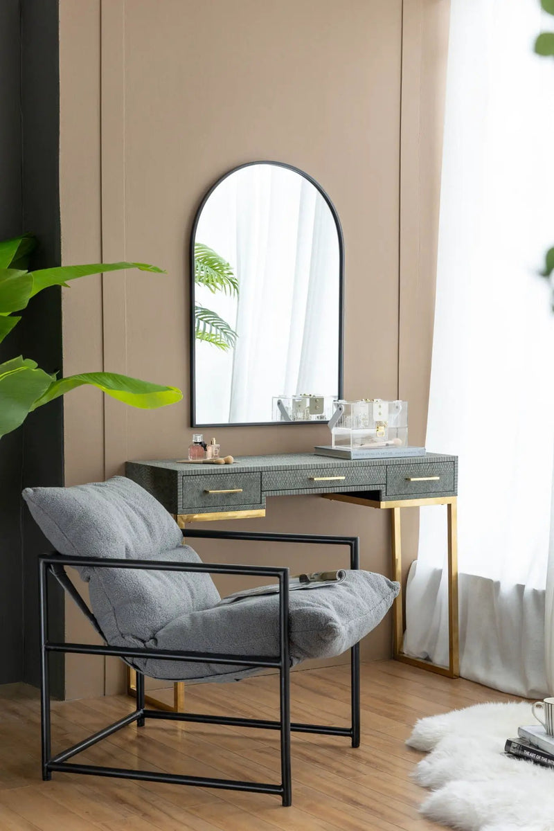 Arched Mirror With Metal Frame, Wall Mirror For Living Room Bedroom Entryway by Unique Piece Furniture