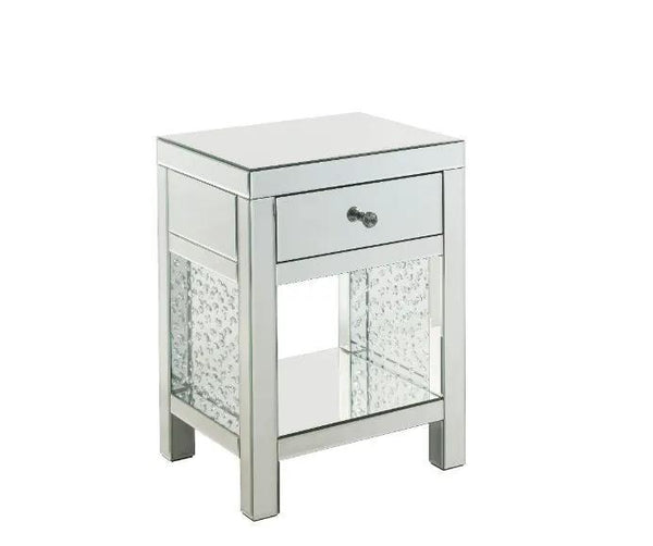 Nysa - 18" X 14" Accent Table - Mirrored & Faux Crystals
