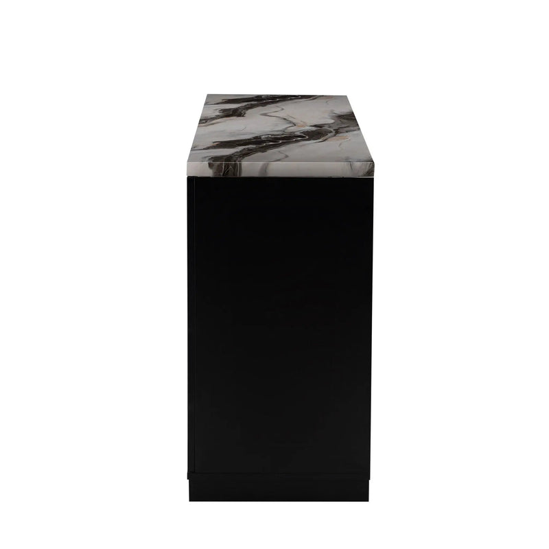 Stacey - Buffet With Storage Drawers And Marble Detailing - Black / Marble by Unique Piece Furniture
