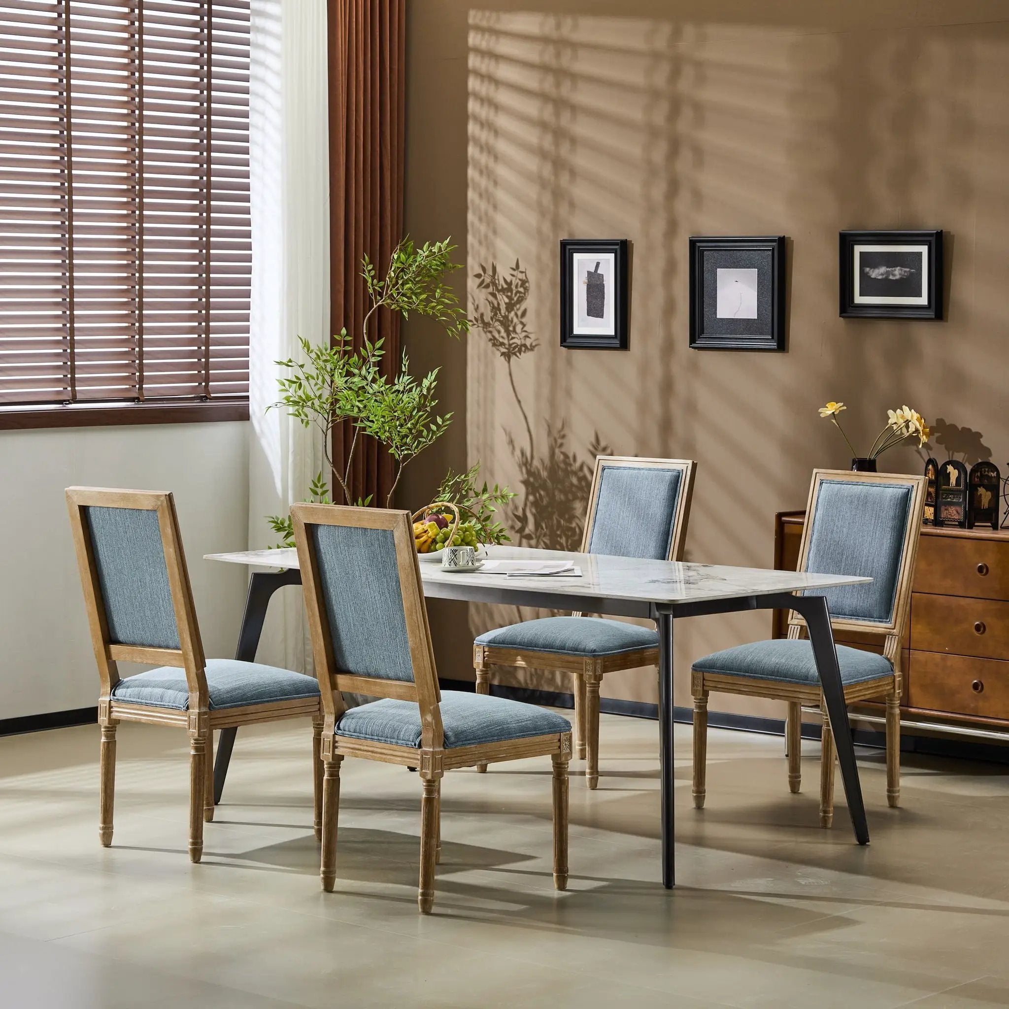 French Country Style Dining Chair With Upholstered Seating And Fluted Legs by HouseOfZazla