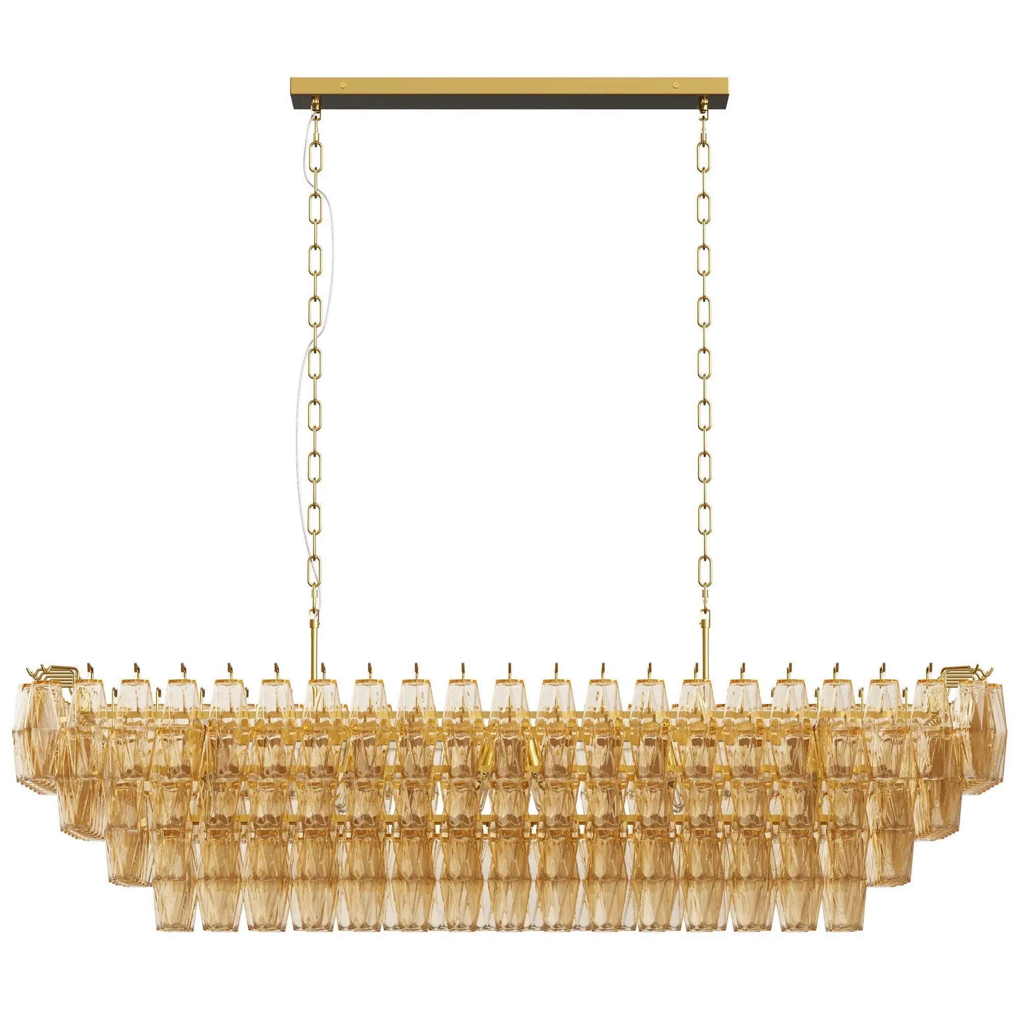 Modern Chandeliers for Dining Room, 54" Large Rectangle Gold Kitchen Chandelier Over Table by HouseOfZazla