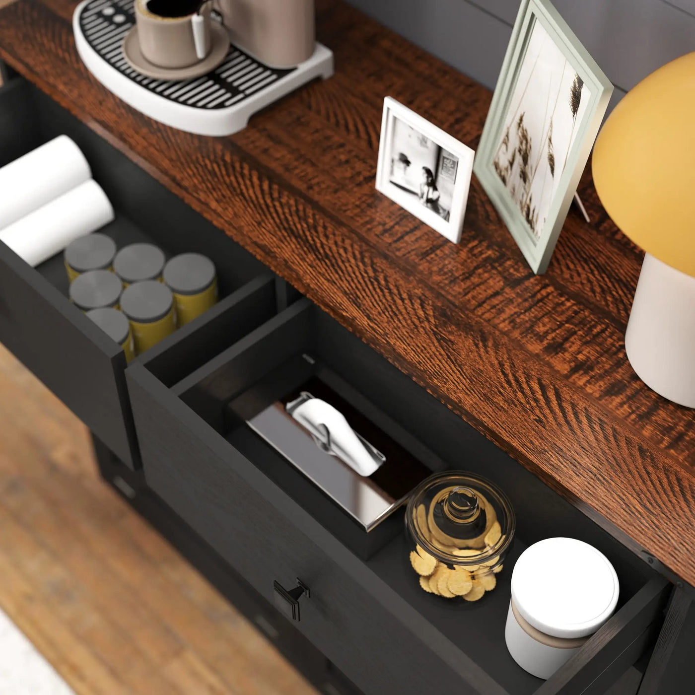 Double Tilt Out Trash Cabinet With Hideaway Drawer And Barn Door Style by HouseOfZazla