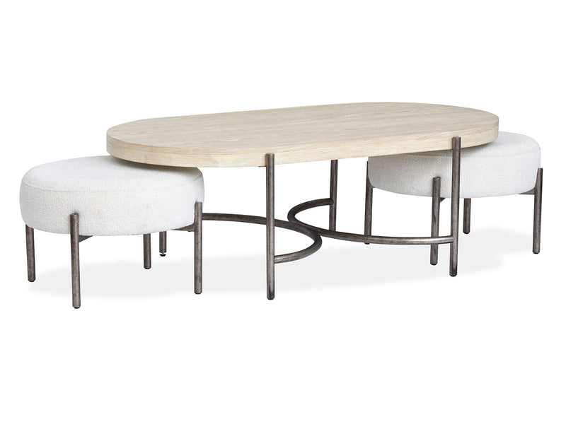 Jennings - Oval Cocktail Table With Two Ottomans - Edgecomb Gray And Weathered Antique Nickel, photo 3 of 7