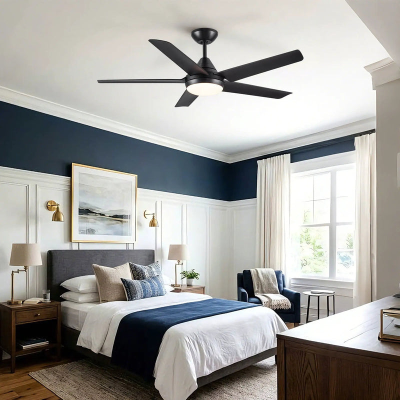 Ceiling Fan With Lights And Remote Control, Reversible DC Motor, 6 Speeds, 3 Cct Dimmable LED, Quiet Timer For Indoor - Black by Unique Piece Furniture