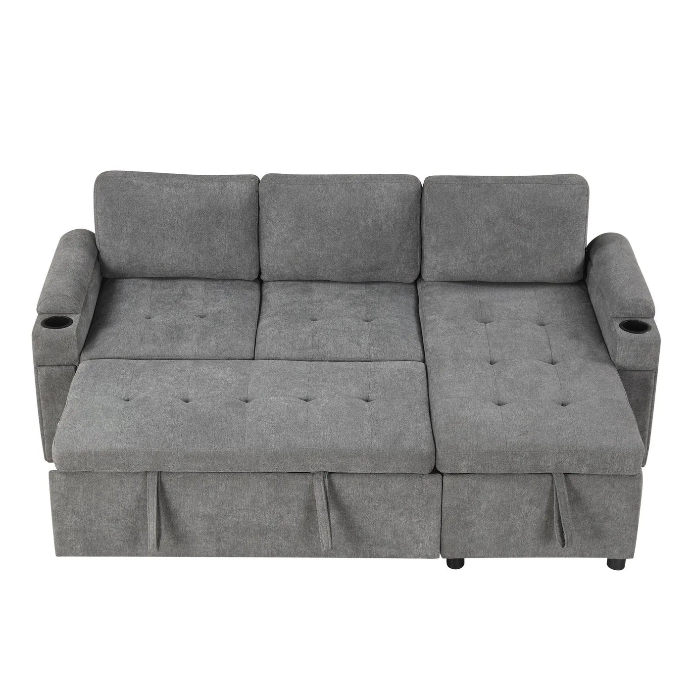 Convertible L Shaped Sofa Couch With Storage, Cup Holders, USB Ports by HouseOfZazla