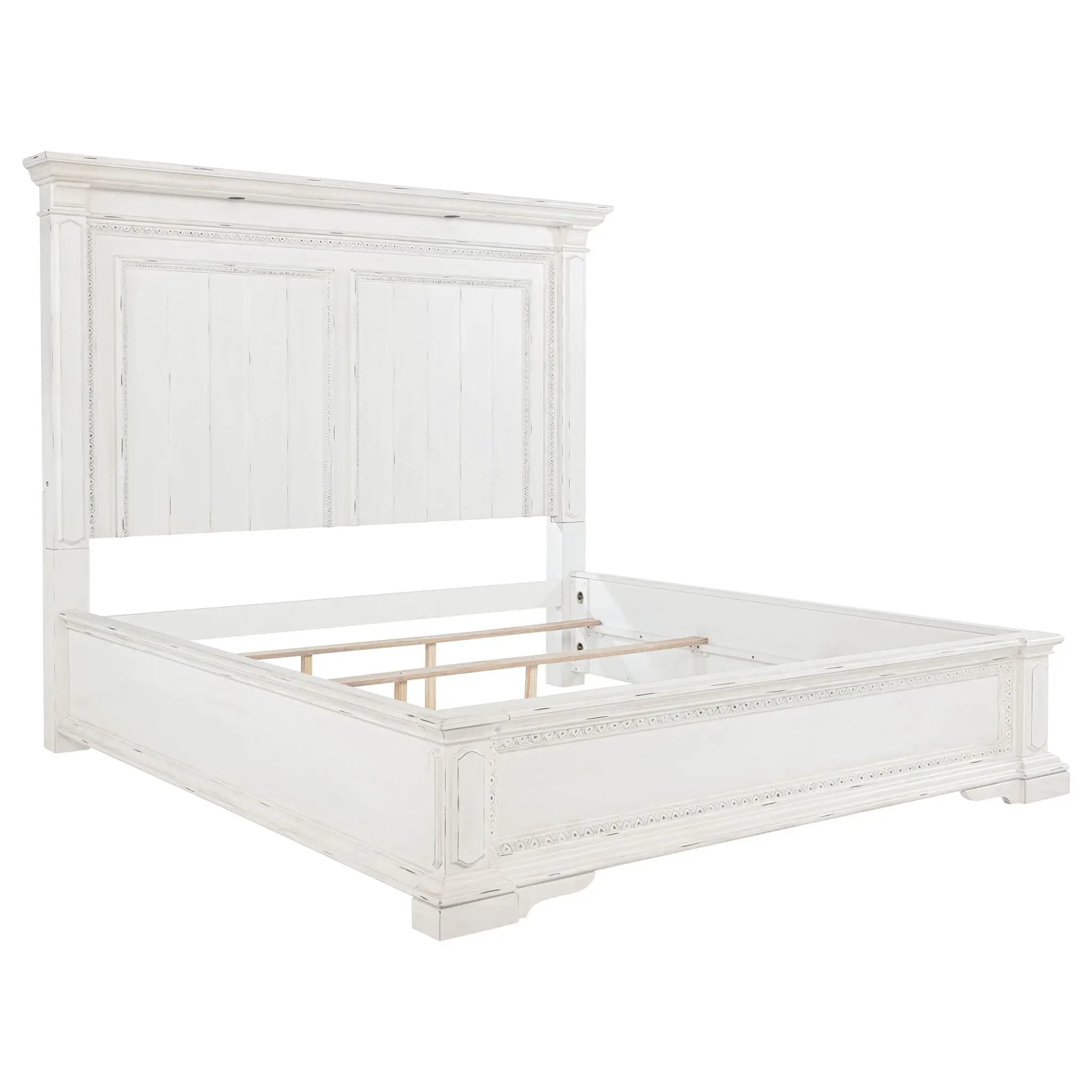 McKinney Eastern King LED Light Panel Bed Vintage White by Unique Piece Furniture