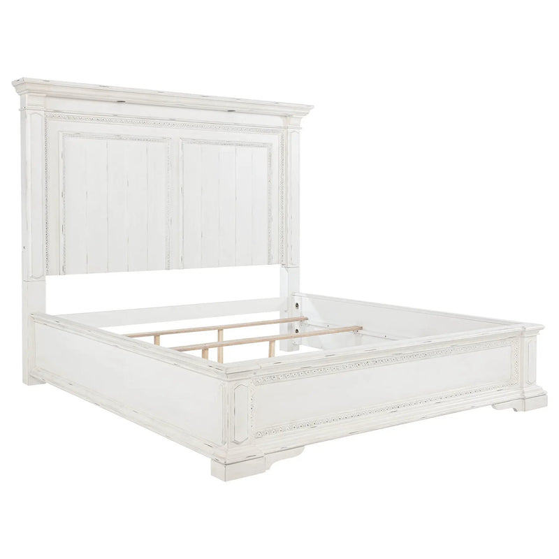 McKinney Eastern King LED Light Panel Bed Vintage White by Unique Piece Furniture